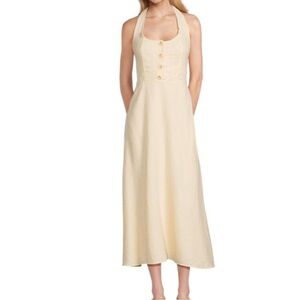 WeWoreWhat Halterneck Linen Blend Dress